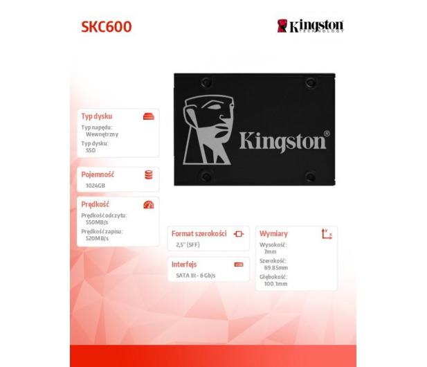 Kingston 1TB 2,5" SATA SSD KC600 - 523933 - zdjęcie 3